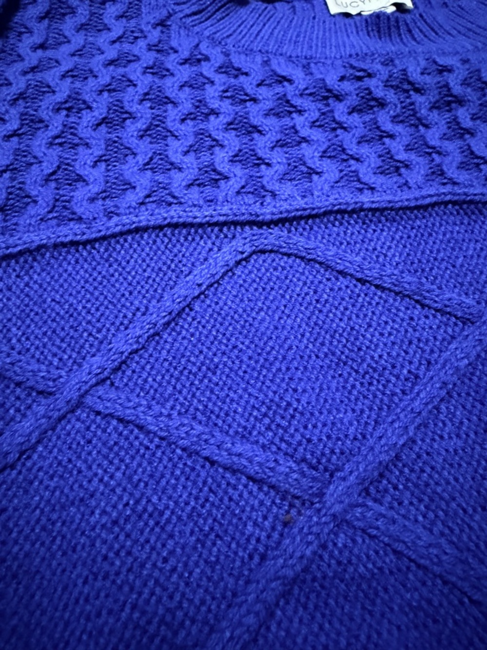 Lucy Paris Royal Blue Textured Cable Knit Sweater - Picture 8 of 9